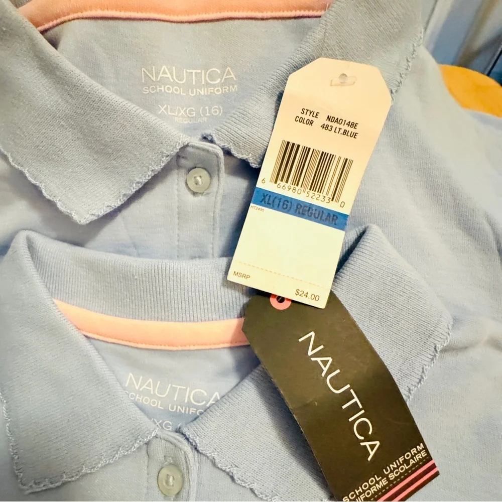 Nautica - Sky Blue School Uniform Polo Size: XL - 16 - REG - NWT